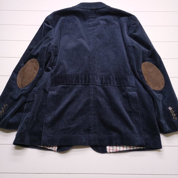 Brooks Brothers Navy Corduroy Blazer Regent Fit Elbow Patches Ivy Classic 46R - Picture 3 of 14